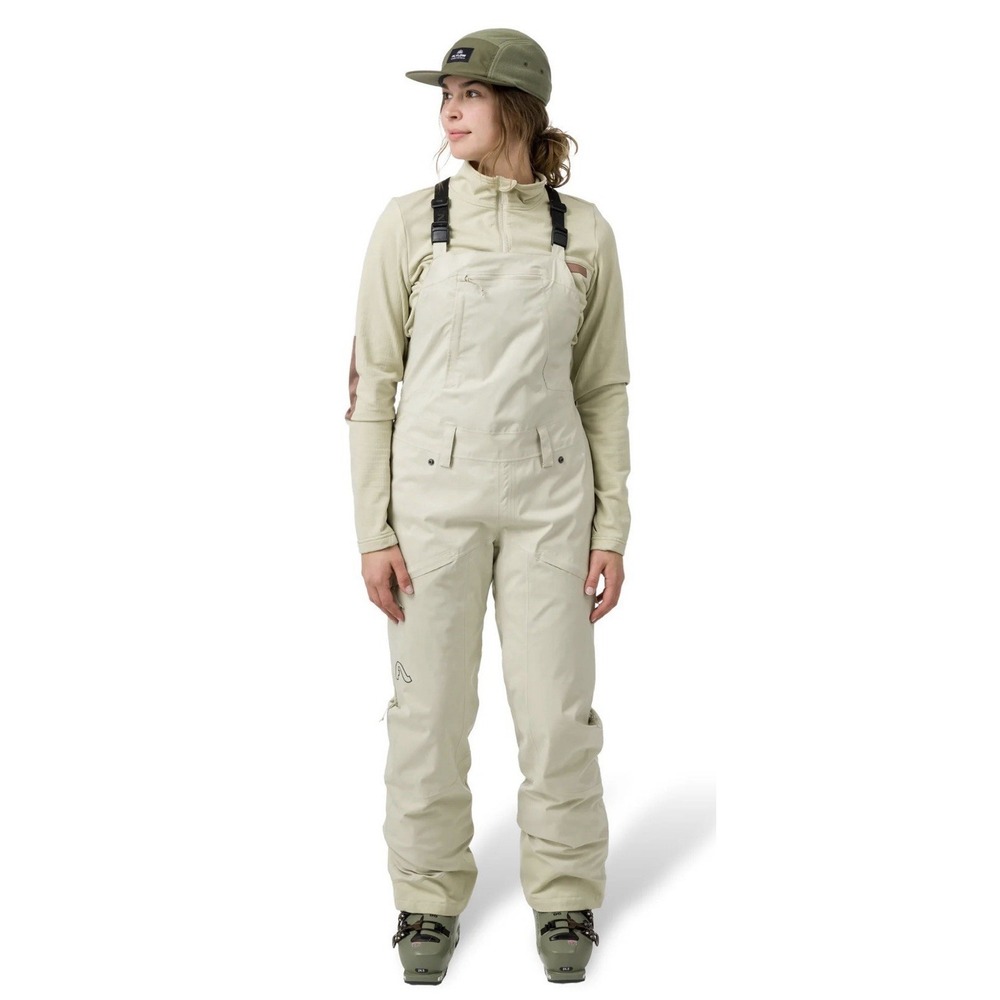 Flylow Foxy Snow Bib Womens Size 14 Snowboard Ski Winter Sports‎ Mist- Cream
